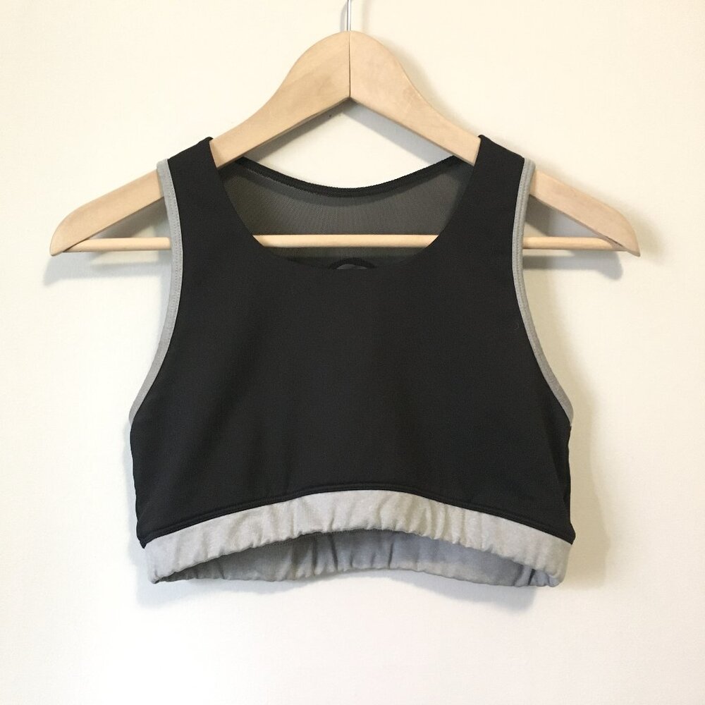 Avia Black & Grey Mesh Crossback Medium Impact Sports Bra Size XXL